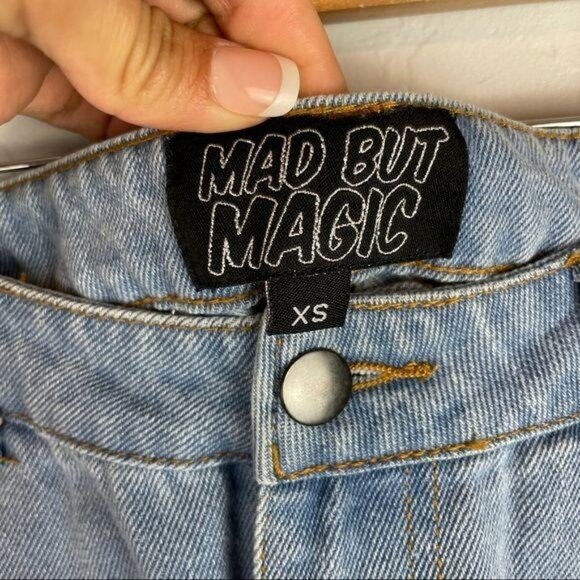 Mad‎ But Magic Kick Flare Jeans w/ Metal Rings Straight Leg High Rise Denim XS - Picture 5 of 9